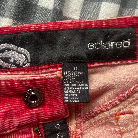 Women's velvet red corduroy flared ecko Jeans - Picture 6 of 7